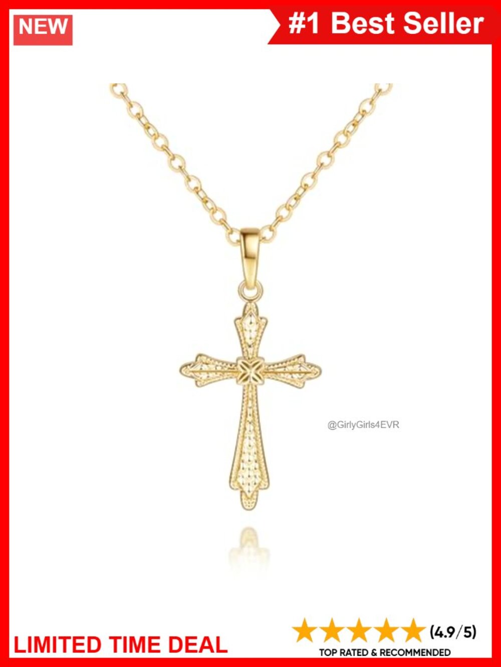 14k Gold Plated Cross Necklace for Women O-Chain
